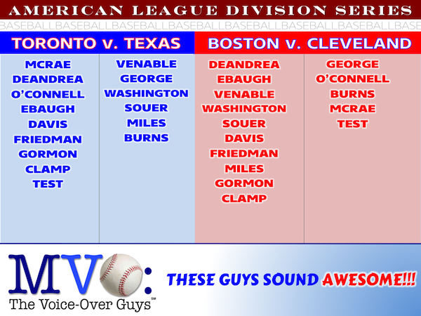 MVO: The Voice-Over Guys pick the 2016 MLB ALDS Winners